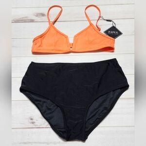 Zaful Orange and Black Bikini Set Medium - New With Tags
